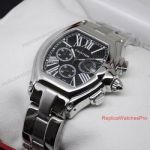 Replica Cartier Roadster Chronograph SS Black Face Mens Watch